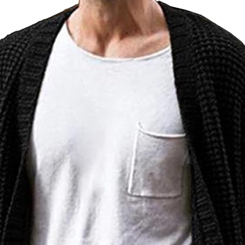 JEShifangjiusu Mens Cardigan Sweater Shawl Collar Chunky Warm Open Front Knitwear Knit Slim Fit Outerwear with Pockets2