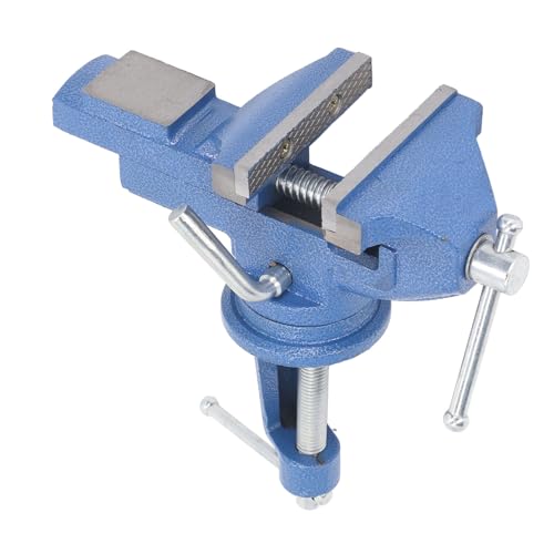 HAUTFENM Tête de Serrage rotative à 360°, étau d'établi en Acier C45 avec mâchoires de 80 mm, Texture antidérapante, pulvérisation électrostatique, utilisable dans différentes Directions.