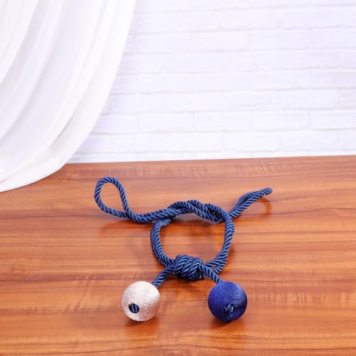 Abrazaderas para Cortinas BETOOKY con Doble Bola Azul y Correa Tejida Elegante 8
