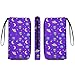 SEBNATAL Adults Fashion Leather Wallet, Small Slim Thin Credit Card Wallets, Lightweight Alien Galaxy Art Purple Long Purse for Everyday Carry