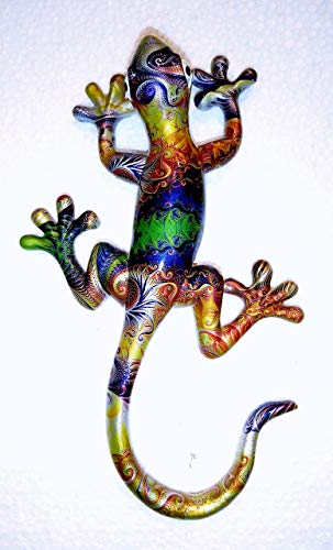 Salamandre Vert Bleu Multicolore DÉCORATION en RÉSINE