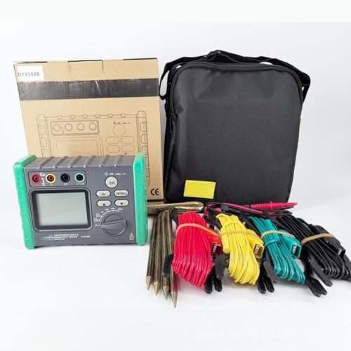 Kiwet DY4100/DY4100B接地抵抗テスターデジタルメガー保護抵抗計 抵抗計器メガオームメーター デジタルLCDスクリーンディスプレイ産業用電気機器用防塵アース 測定計20Ω-2000Ω (DY4100B(バッテリーなし))