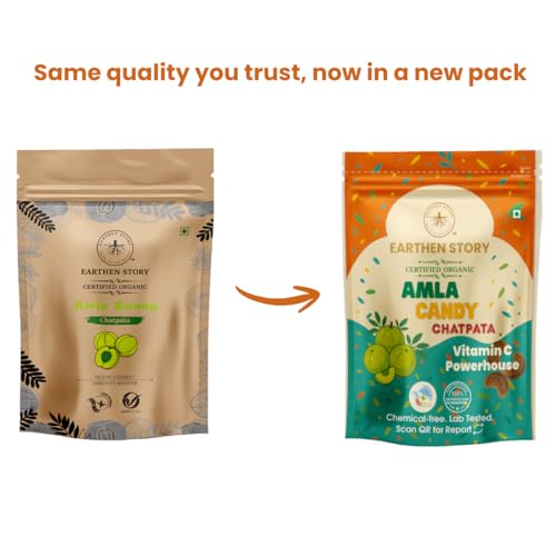 Image of Earthen Story Organic Amla Candy Chatpata 400g (2 x 200g) | Dry Gooseberry Rich in Vitamin C | Immunity Booster | Healthy Snack & Mouth Freshener | No Preservatives