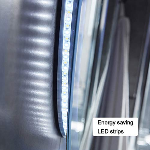 Xinyang 600x600 Round Bathroom Mirror with LED Lights,Anti-fog,Touch Sensor,Cool White Light,Wall Mounted,IP44-1.5cm