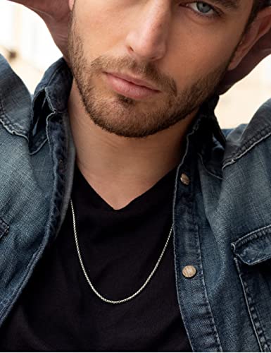 Nometo Silver Necklace For Men 2.5Mm Box Chain 925 Sterling Silver Clasp Box Chain Silver Chain For Men 16/18/20/22/24/26/28/30 Inches(18) #TOP1