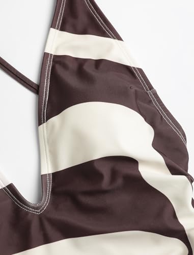 Image of ZAFUL Women Plunging One Piece Swimsuit Backless Cross Tie High Cut Thong One-Piece Bathing Suit