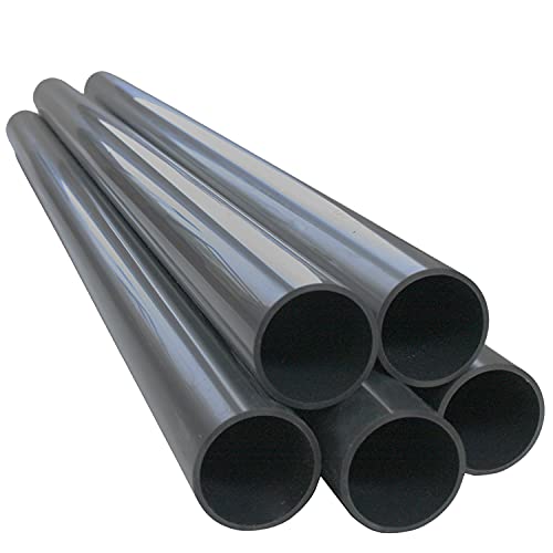 Baumaxxe 5x PVC Rohre 50mm Außendurchmesser I 1 1/2 Zoll Kunststoffrohre 1m PN10 10 bar I Glatte Rohrenden zum Verkleben in Klebemuffen I Pool Teich Aquaristik Entwässerung Bewässerung I bm037