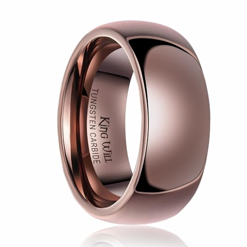 King Will Fede nuziale da uomo e da donna, 8 mm, in carburo di tungsteno, lucidata, bombata, per coppie, anniversari, vestibilità comoda, resistente, ipoallergenica, misura 9