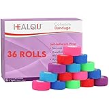 HEALQU Self Adhesive Bandage Wrap – Cohesive Tape for Athletic and Sports 1inx5yd, 36 Rolls - Self...