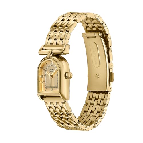 Image of Sonata Poze 8 Quartz Analog Watch and Jewellery Combo for Women with Gold Dial & IPG Alloy Strap - SP80175YM01WF