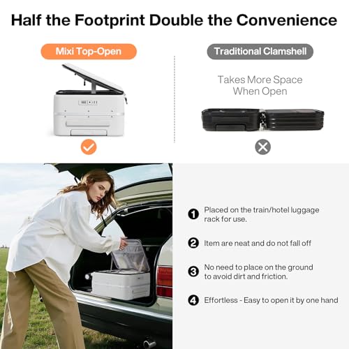 Image of mixi 17x14x9 Carry On Luggage Underseat PC Hard Shell Suitcase Top Opening Aluminum Frame Travel Suitcases with Wheels, Smoke White