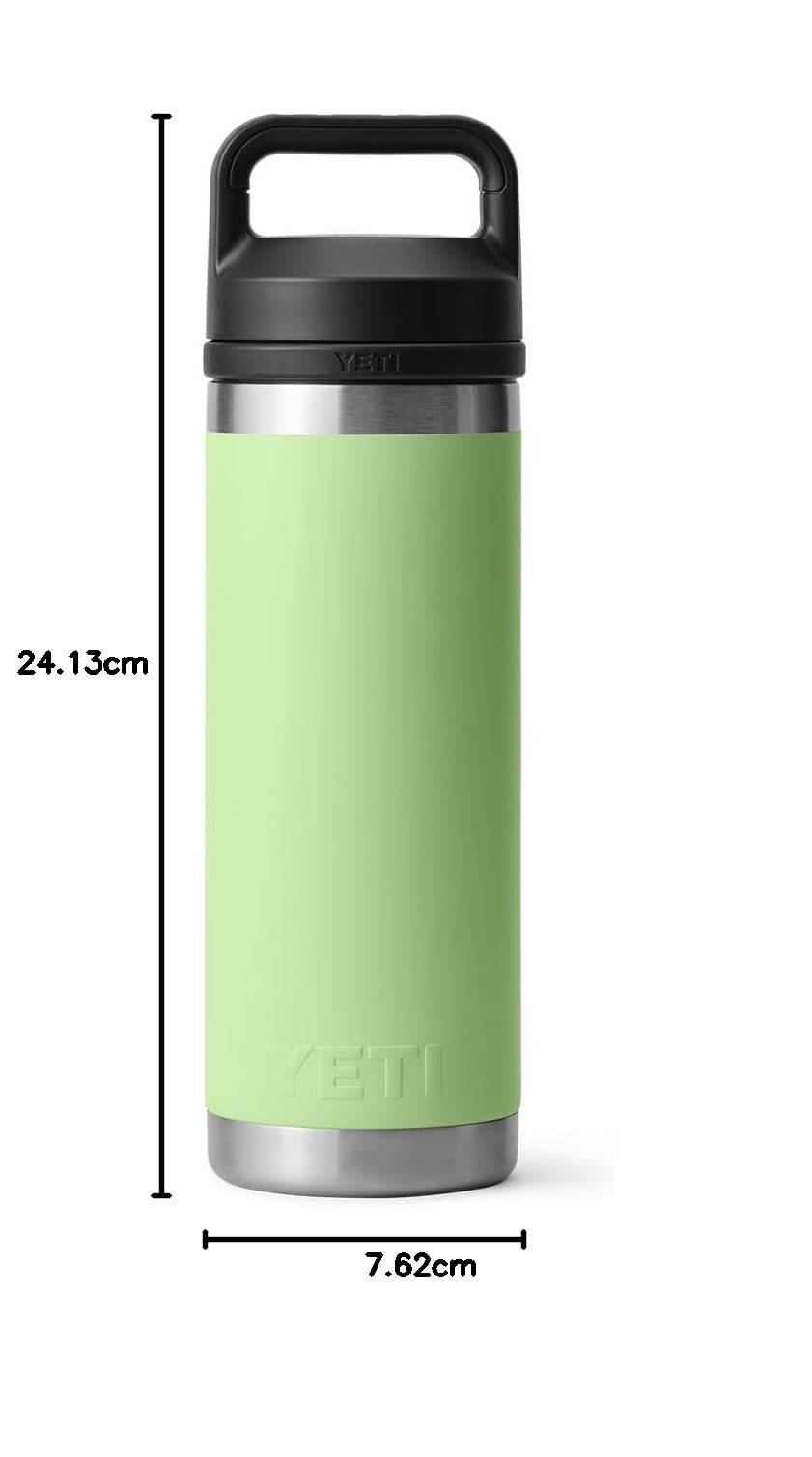 YETI Rambler - Botella de 18 onzas, a prueba de fugas, aislada al vacío, acero inoxidable con tapa para beber, color lima