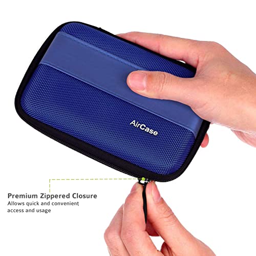 Image of AirCase Rugged Hard Drive Case for 2.5-inch Western Digital, Seagate, Toshiba, Portable Storage Shell for Gadget Hard Disk USB Cable Power Bank Mobile Charger Earphone, Water Resistant (Blue)