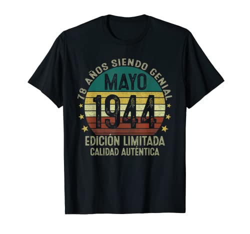 78 Años Cumpleaños Hombre Mujer Vintage Nacido En Mayo 1944 Camiseta