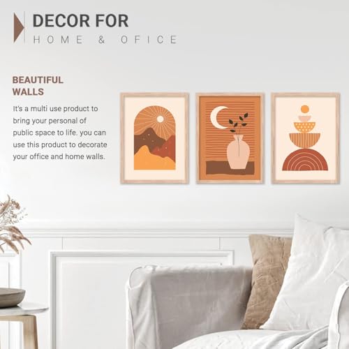 Image of kotart Modern Wall Art - Boho Framed Painting for Living Room, Bedroom - Big Size Set of 3 (Art 4, 19x25 inch)