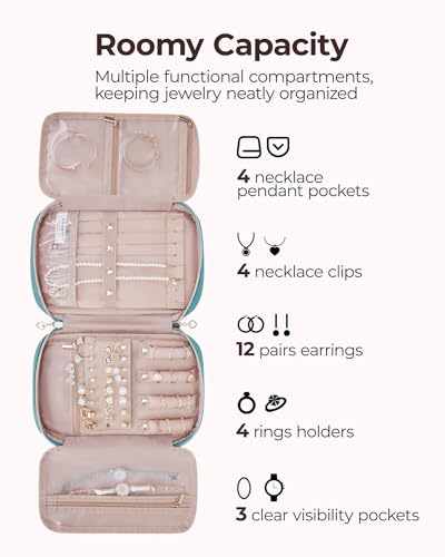Image of BAGSMART Jewelry Organizer Case Large Travel Jewelry Storage Bag,Teal
