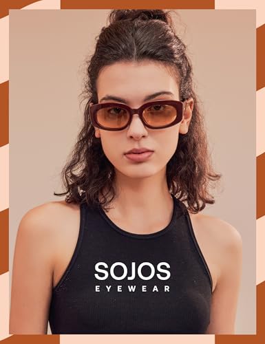 SOJOS Retro Oval Polarized Sunglasses Womens Trendy Sun Glasses Vintage Shades UV400 SJ23863