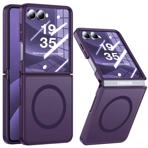 Image of NO.1 Magnetic for Samsung Galaxy Z Flip 7 Case Compatible with MagSafe [Military Grade Drop Tested][Translucent Matte][Anti-Fingerprint] Soft Silicone Bumper for Samsung Flip 7 Case Slim,Purple