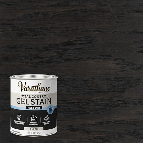 Varathane Total Control Gel Stain | Low Odor Water-Based Formula | Thick Gel Formula for Vertical Surfaces | Ideal for Wood, Metal & Fiberglass | Quart | Black by Varathane - Image 2