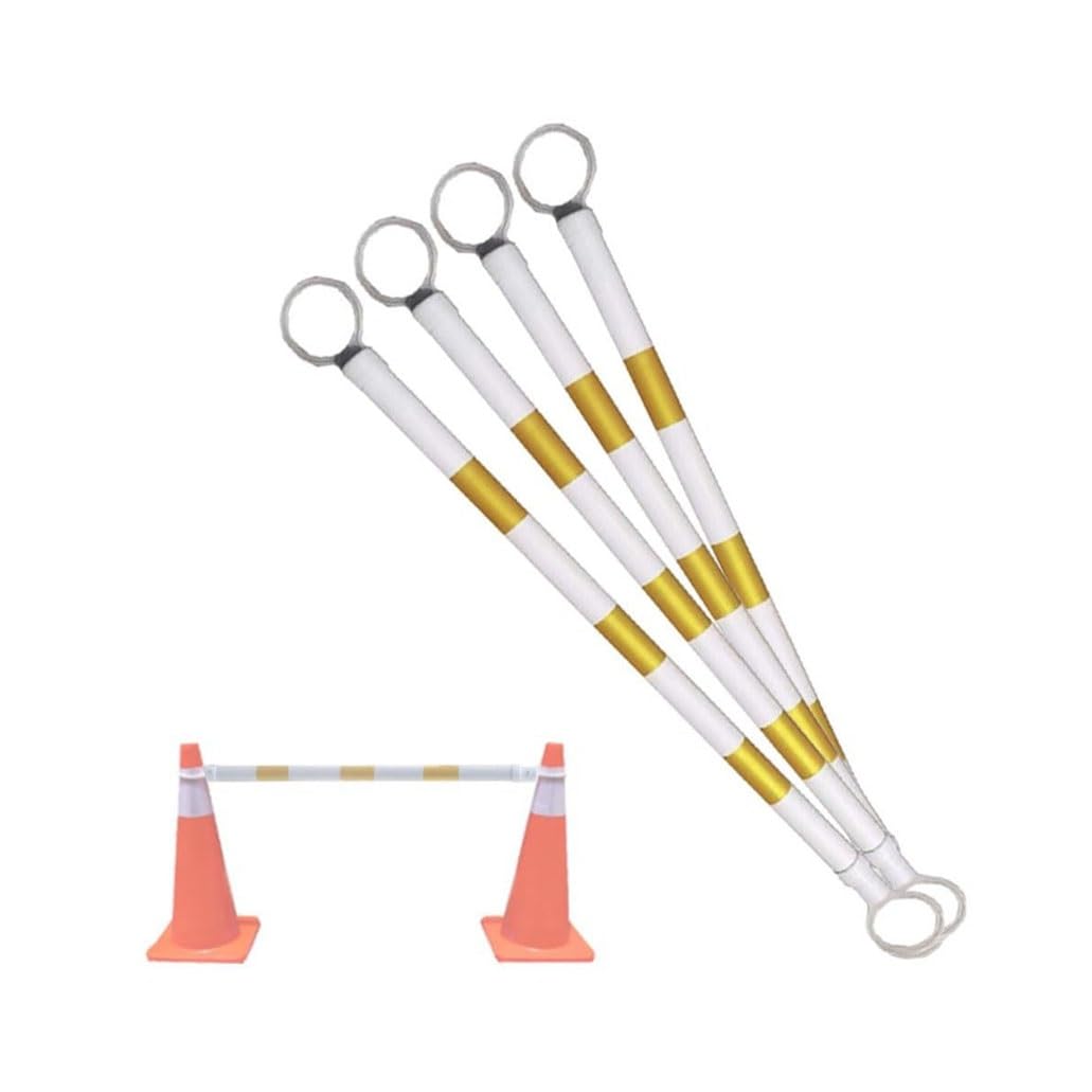 Lot De 1 Cônes De Longueur Réglable De 1.2 M À 2 M Poteaux Télescopiques Adaptés Aux Parkings Allées Et Intersections(White and Yellow,4Pcs)