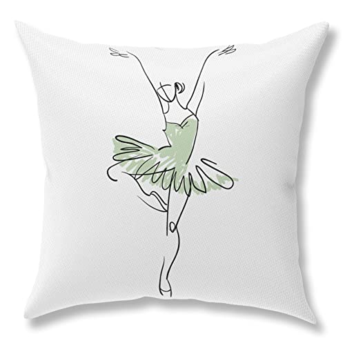 Ballet Dance Throw Pillow Covers, Pillow Covers 18X18, Set Of 4 Dancer Gifts Ballerina Line Art Pillowcase, Decorative Pillow Cushion Covers For Couch, Bed, Sofa, Car Seat, Bedroom, Room Decor #TOP4