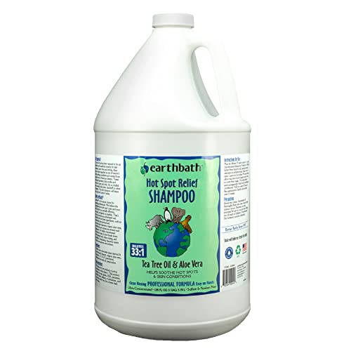 earthbath Hot Spot Relief Pet Shampoo, Tea Tree Oil & Aloe Vera, 128oz – Soothes Hot Spots & Skin Conditions – Made in USA