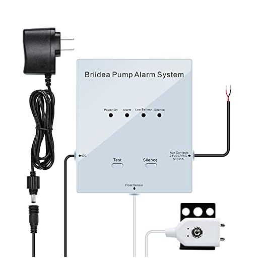 Sump Pump Alarm, Briidea Sump Pump Alert System with Battery Backup, 16 Foot Float Switch, White
