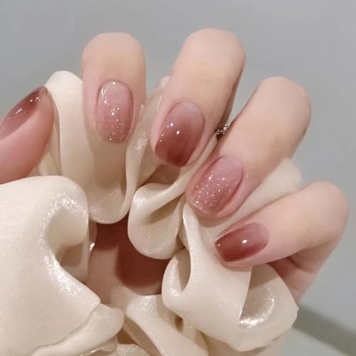 BHIDENAW ネイルチップ ショート 24枚入 人気 和風 かわいい シンプル おしゃれ 成人式 結婚式 パーティー 日常生活に使用できます 花嫁ネイル 光沢 つけ爪 両面テープ ウッドスティック ネイルファイル付き (若々しさ-Z12, M)