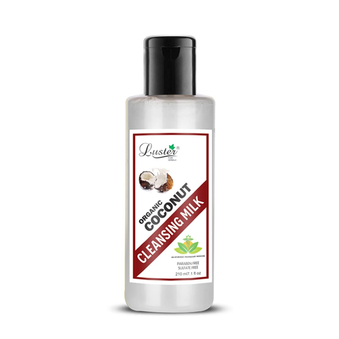 Luster Organic Whitening Coconut Cleansing Milk | Enriched With Coconut Water | Deep Clean & Refreshing | Natural Facial Cleansing Milk For Women (Paraben & Sulfate Free)-210 ml