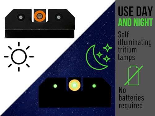 Image of XS Sights 3-Dot Tritium Night Sights, Fits Glock Gen 1 - 6 +MOS Pistols, Dual Illuminated Orange Front Sight Equipped with Tritium /Photoluminescent Glow Dot