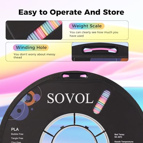 Image of Sovol 3D Printer Matte Multicolored Fast Change Gradient Rainbow PLA 1kg (2.2 lbs) Spool 3D Printing Materials, Dimensional Accuracy + /- 0.03 mm, 1.75 mm, Matte Guava