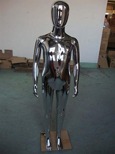 Qubeat Schaufensterpuppe Kinder Schaufensterfigur Kind Chrom verchromt gesichtslos PE Plastik Cover