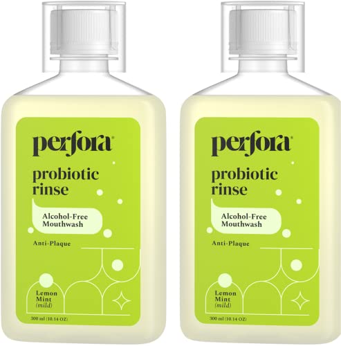 Image of Perfora Lemon Mint Mouthwash, 300ml X 2 | Alcohol-Free Mouth Wash Liquid With Probiotics, Hyaluronic Acid, & Vitamin C | Freshens Breath & Removes Germs | No Artificial Flavor |Mouthwash For Oral Care