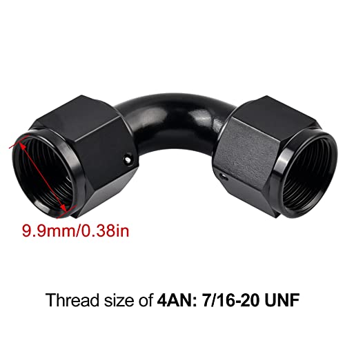 Image of EVIL ENERGY 4AN Female to 4AN Female 90 Degree Swivel Coupler Union Fitting Adapter Aluminum Black