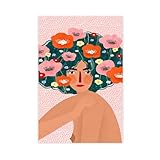 Leinwandposter Blumen auf einem Kopf, Wandkunst, Dekordruck, Gemälde für Wohnzimmer, Schlafzimmer, Dekoration, 30 x 45 cm