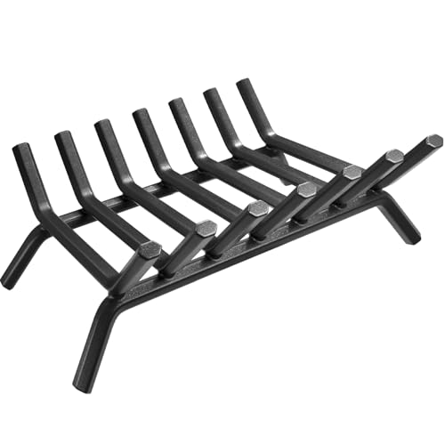 AMAGABELI GARDEN & HOME Fireplace Grate 30 inch Fire Pit Grate Fire Place Log Holder Wrought Iron Heavy Duty Solid Steel Indoor Outdoor Camping Hearth Firepit Firewood Wood Burning Rack Stove