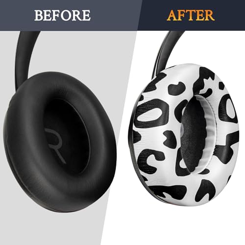 Image of SOULWIT Protein Leather Replacement Earpads for Bose 700 (NC700) Wireless Headphones, Ear Pads Cushions with Softer Protein Leather, High-Density Noise Cancelling Foam, Added Thickness - Snow Leopard