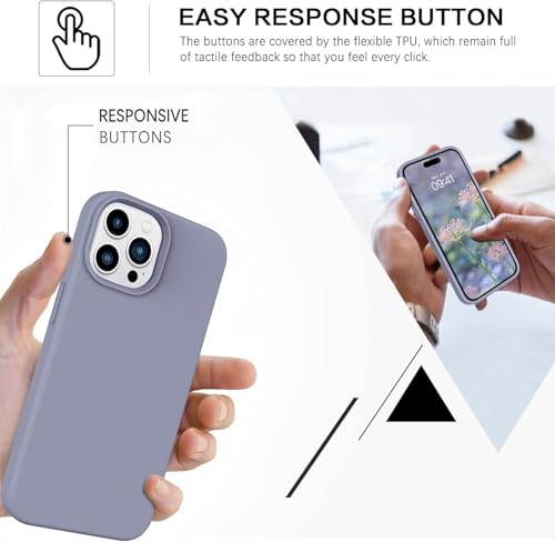 Image of M Cart Liquid Silicon case for iPhone 14 Pro Max, Soft TPU Shockproof Scratch Resistant Slim Thin Protective Cover (Blue Grey)