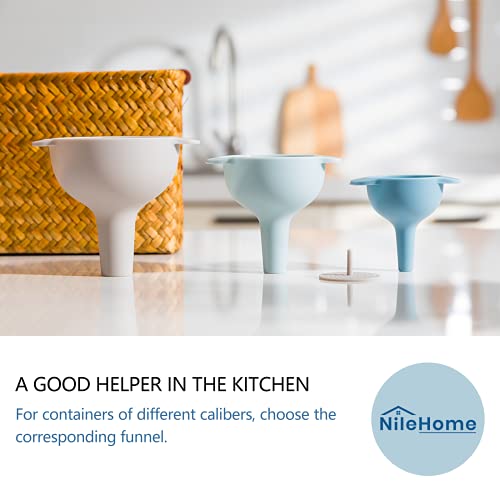 Nilehome Funnels For Kitchen Use Removable Kitchen Funnels Set Of 3 Food Grade Pp Plastic Funnels Wide Mouth Oil Funnels With Strainer Filter For Filling Bottles, Liquid, Powder, Solid Particles #TOP5