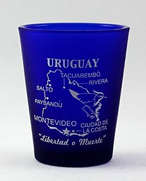 World By Shotglass Uruguay Cobalt Blue Frosted Shot Glass