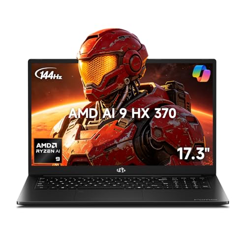 Image of NIMO 17.3 inch AI Laptop, 12 Cores AMD Ryzen AI 9 HX 370 32GB RAM 1TB SSD (Beat Ultra 9 285H Up to 5.1GHz), Radeon 890M, 100W Fast PD 144Hz FHD Backlit KB USB 4.0 for Gamer & Business 2-Yr Warranty
