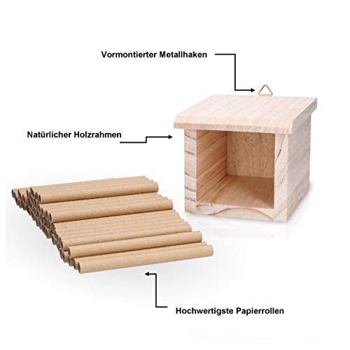 INGARDO Insektenhaus aus Holz - Insektenhotel zum Aufhängen mit hochwertigen Papierrohren -Nistkasten für Bienen… – Bild 6