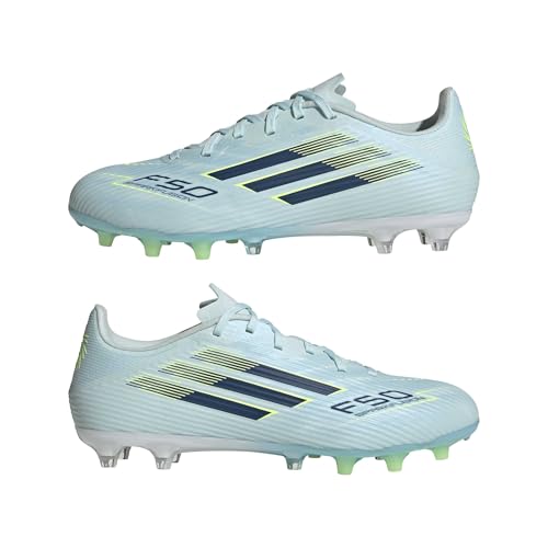 adidas Femme F50 SPARKFUSION League Low Firm Ground/Artificial Ground Football Boots Womens, Almost Blue/Dusky Petrol/Hi-res Yellow, 36 2/3 EU