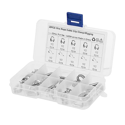 SOLUSTRE Cable Crimper Wire Rope Clamp 40pcs Metal Wire Rope Thimble Set for Professional Rigging