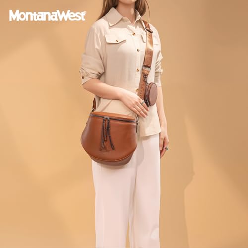 Image of Montana West Crossbody Bag for Women, Large Bum Bag Purse Soft Vegan Leather Travel Fanny Pack with Coin Purse