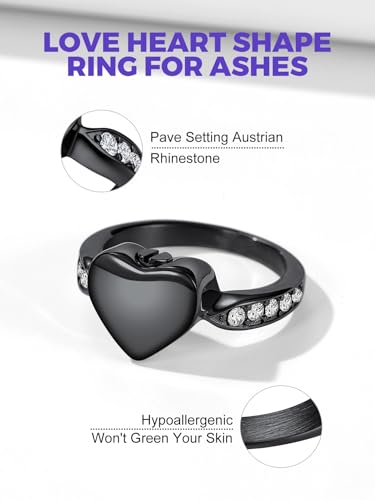 Image of Richsteel Stainless Steel Heart /Claddagh Cremation Urn Ring for Ashes for Women Waterproof Locket Rings Memorial Jewelry(with Gift Box)
