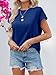 Tankaneo Womens Summer Cap Sleeve Tank Top Crew Neck Solid Casual Loose Fit Basic Tee Shirt Navy