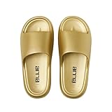ARRIA Cloud Slippers, Open Toe House Slides with Thick EVA Sole, Waterproof, Lightweight, Unisex Indoor Outdoor Comfort Sandals for Foot & Joint Pain Relief (Gold, L)