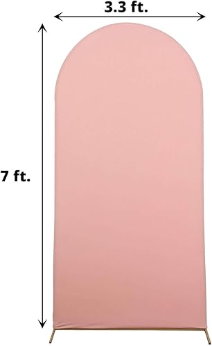 Vista 24 de Efavormart - Marco de fondo redondo de elastano de 6 pies, color rosa polvoriento, cubierta de arco de boda de 2 lados Rosa empolvada