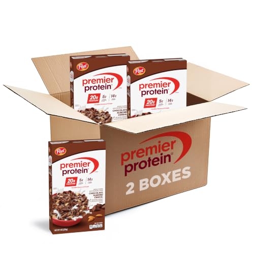 Premier Protein Chocolate Almond Cereal, Chocolatey Protein Cereal Flakes with Sliced Almonds, Contains 20g of Protein Per Serving, 9 OZ Box (Pack of 2) - image 1
